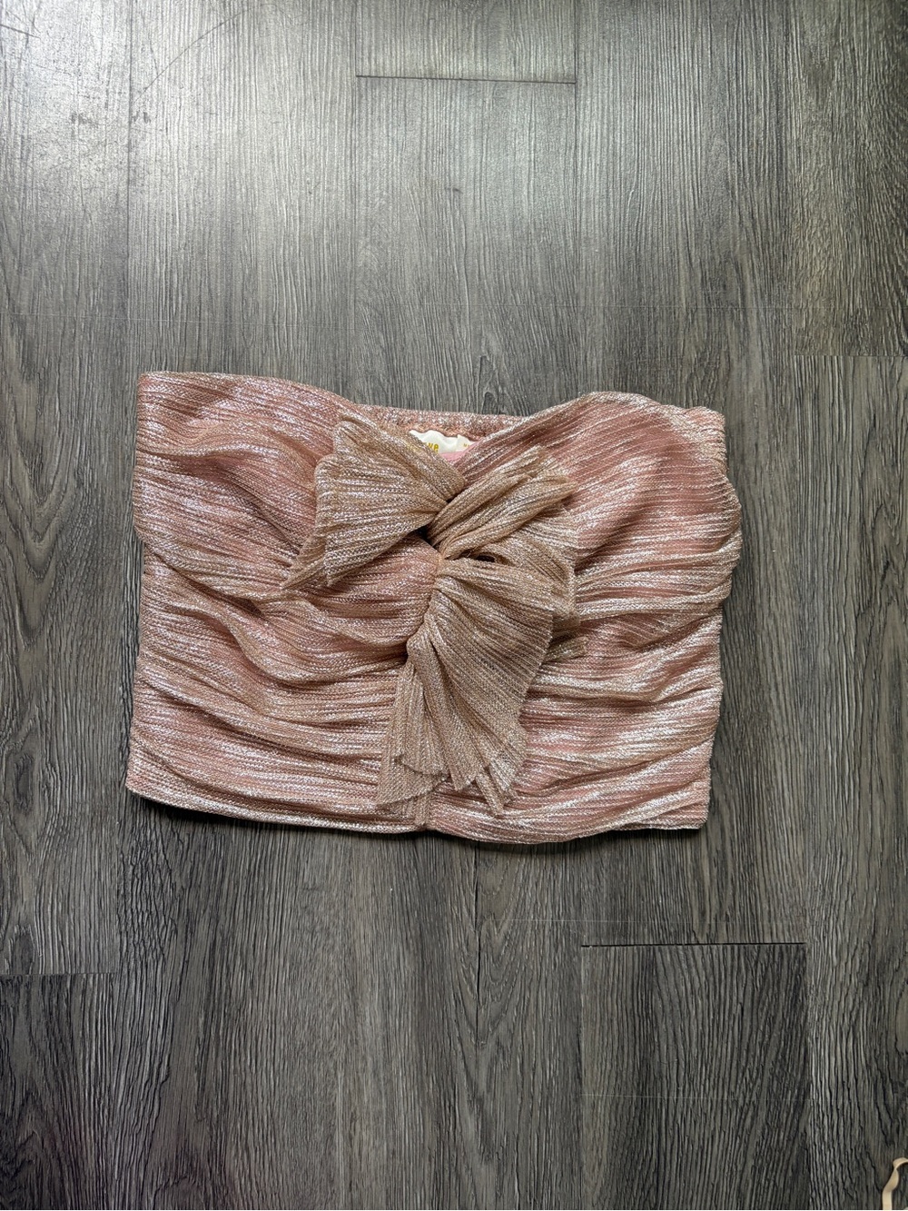 Anthropologie Maeve Pink & Gold Metallic Bow Tube Top | Y2K